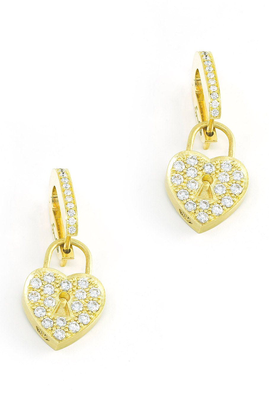 JENNA BLAKE-Diamond Padlock Heart Earrings-YELLOW GOLD