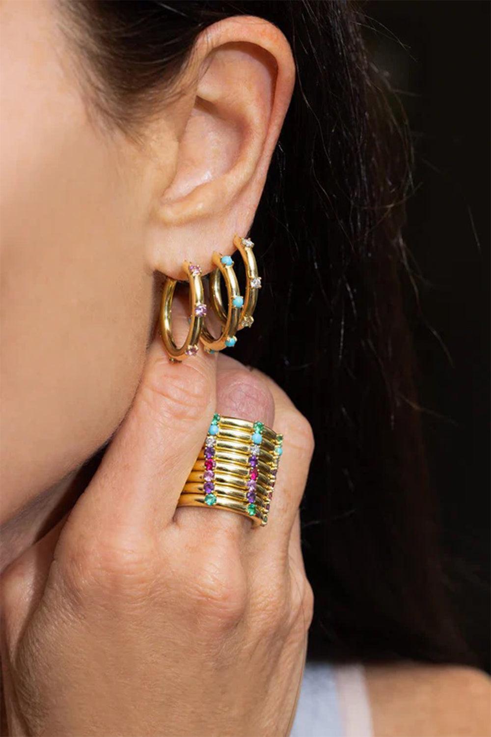 Diamond Polka Dot Hoop Earrings-YELLOW GOLD-JEWELRYFINE JEWELEARRING-JENNA BLAKE