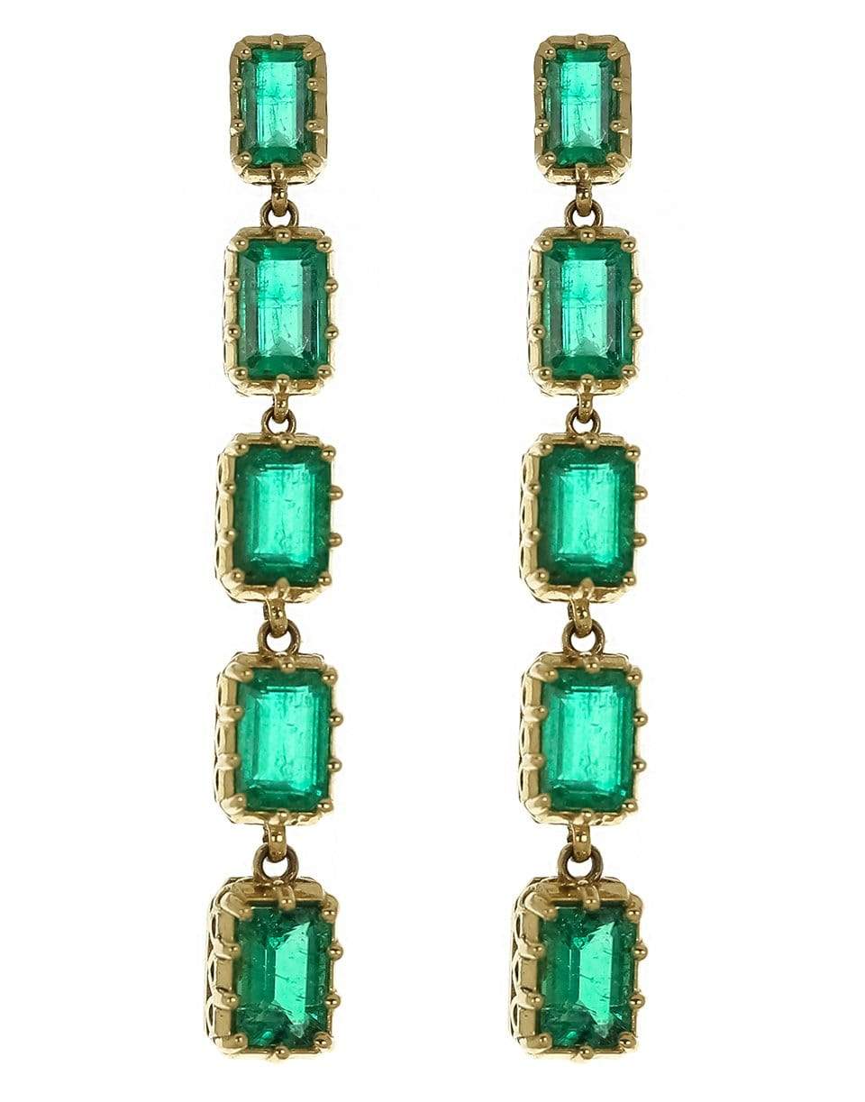 JENNA BLAKE-Emerald Skeleton Earrings-YELLOW GOLD