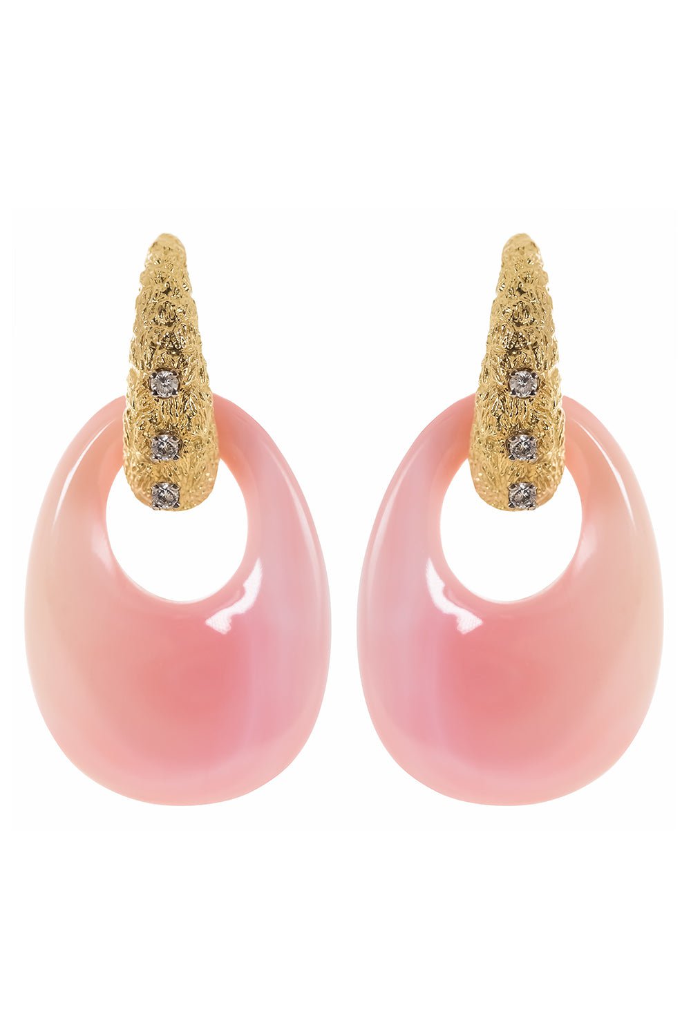 JENNA BLAKE-Interchangable mariner earrings - Pink Conch-YELLOW GOLD