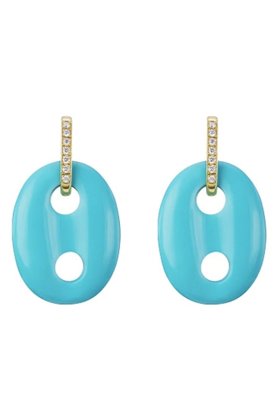 JENNA BLAKE-Interchangable Mariner Earrings - Turquoise-YELLOW GOLD