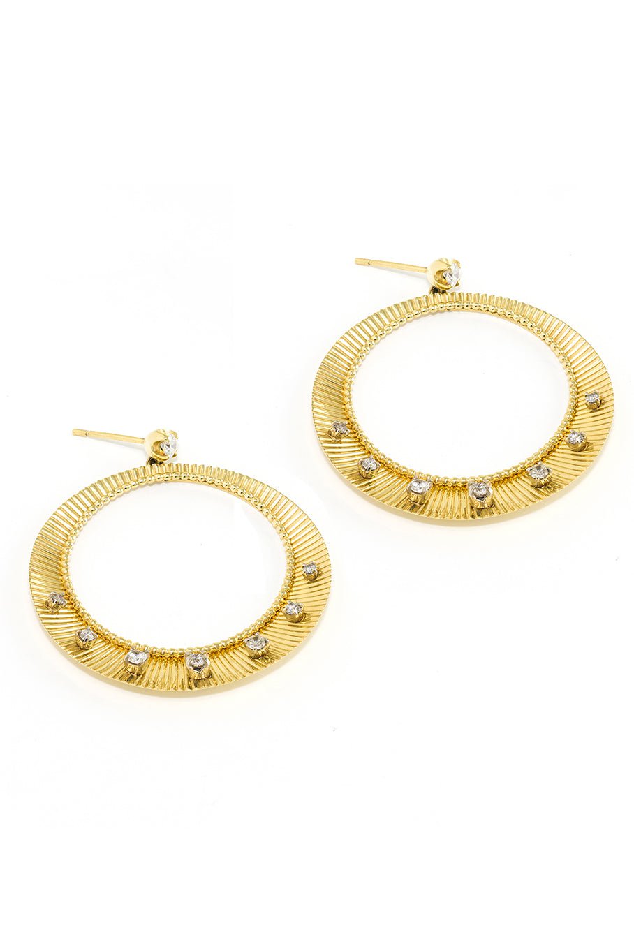 JENNA BLAKE-Large Diamond Ridge Hoops-YELLOW GOLD