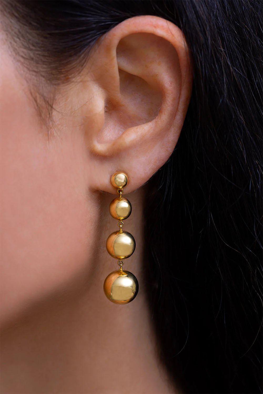 JENNA BLAKE-Long Disco Ball Drop Earrings-YELLOW GOLD