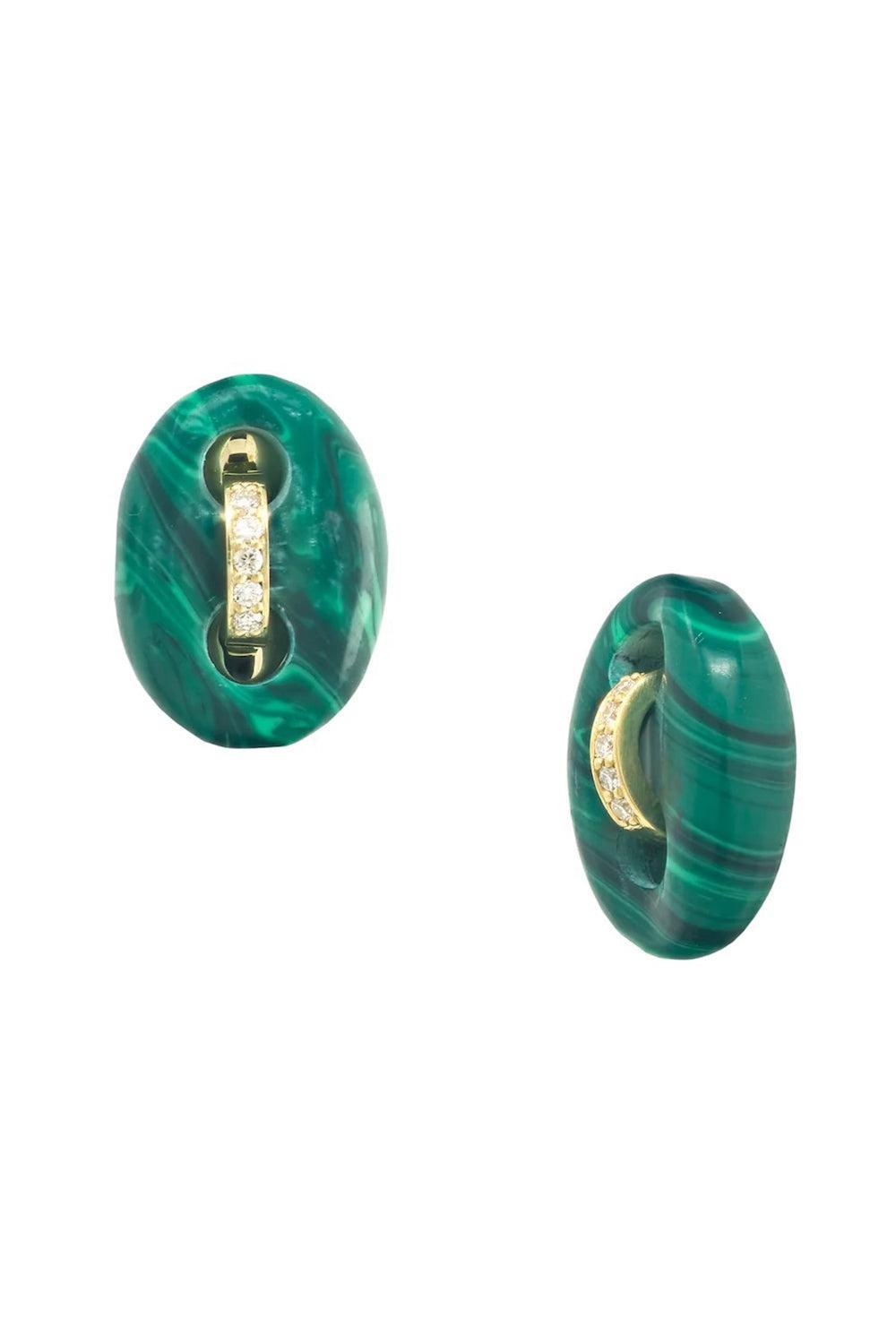 Malachite Mini Mariner Stud Earrings-YELLOW GOLD-JEWELRYFINE JEWELEARRING-JENNA BLAKE