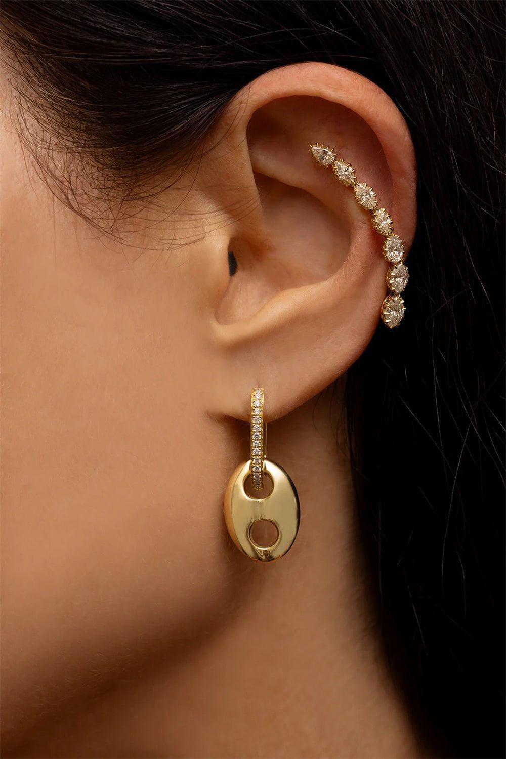 JENNA BLAKE-Mini Gold Mariner Huggie Earrings-YELLOW GOLD