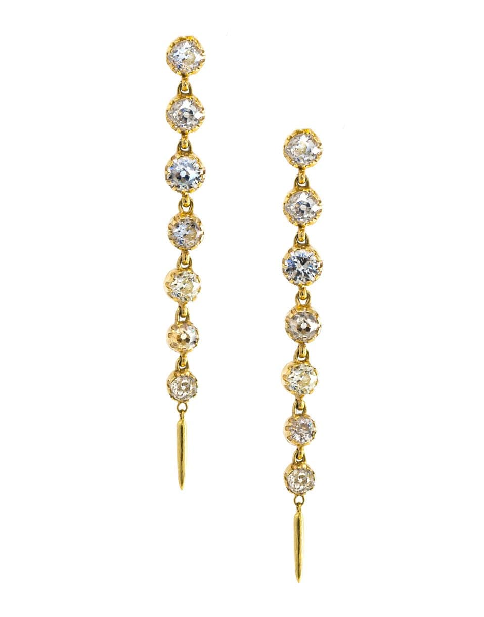 JENNA BLAKE-Old Mine Cut Diamond Fringe Earrings-YELLOW GOLD