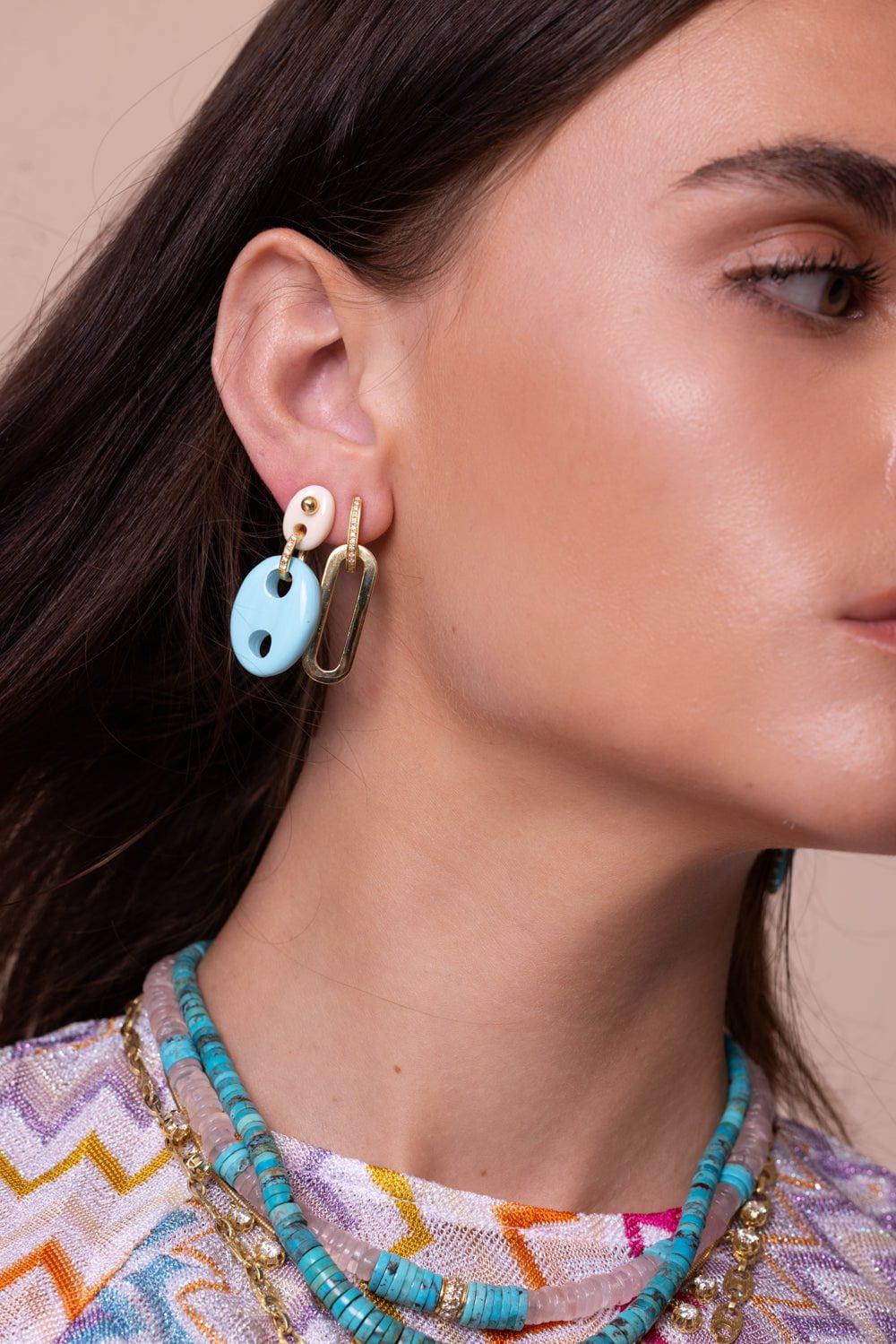 JENNA BLAKE-Rectangular Link Earrings-YELLOW GOLD
