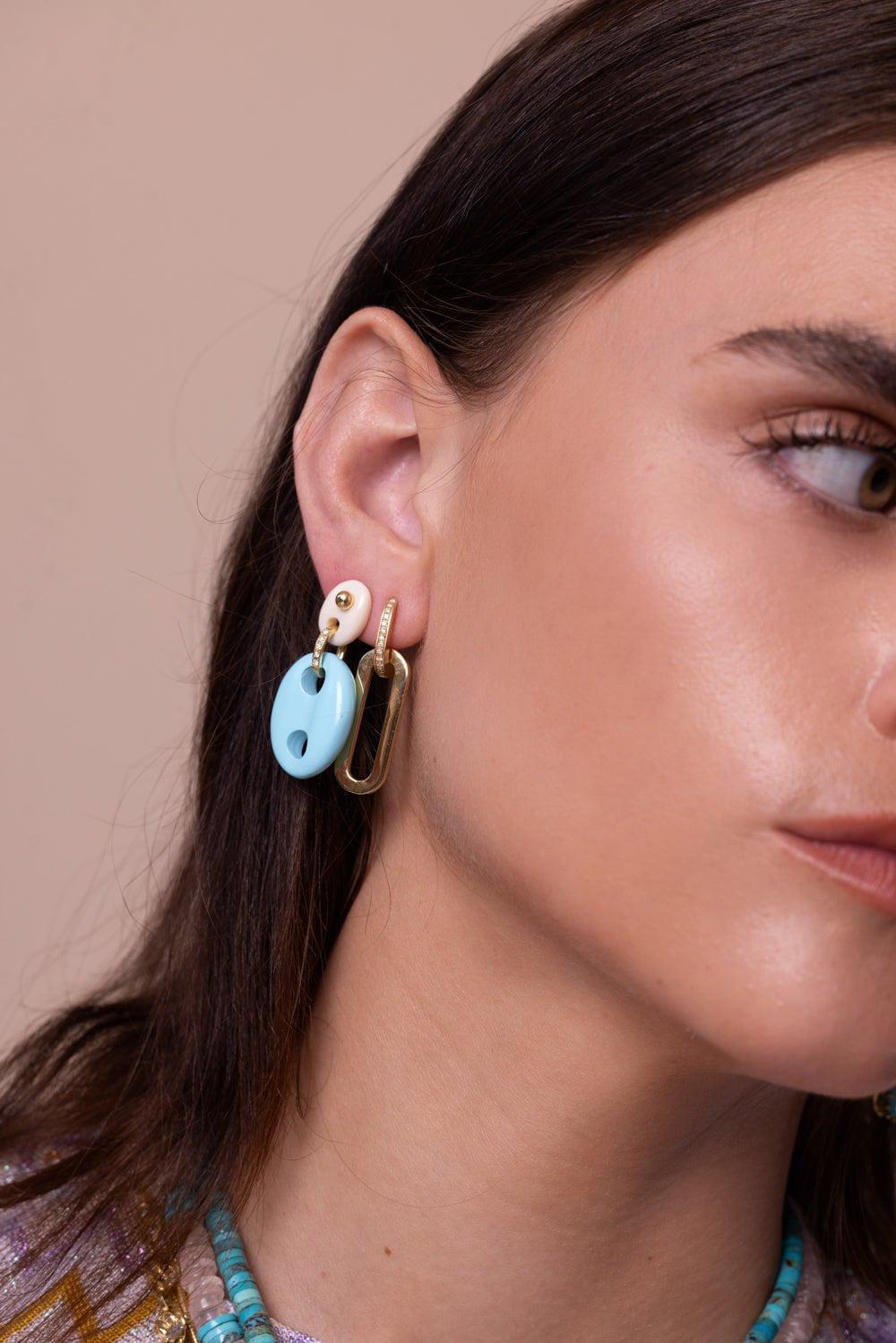 JENNA BLAKE-Rectangular Link Earrings-YELLOW GOLD