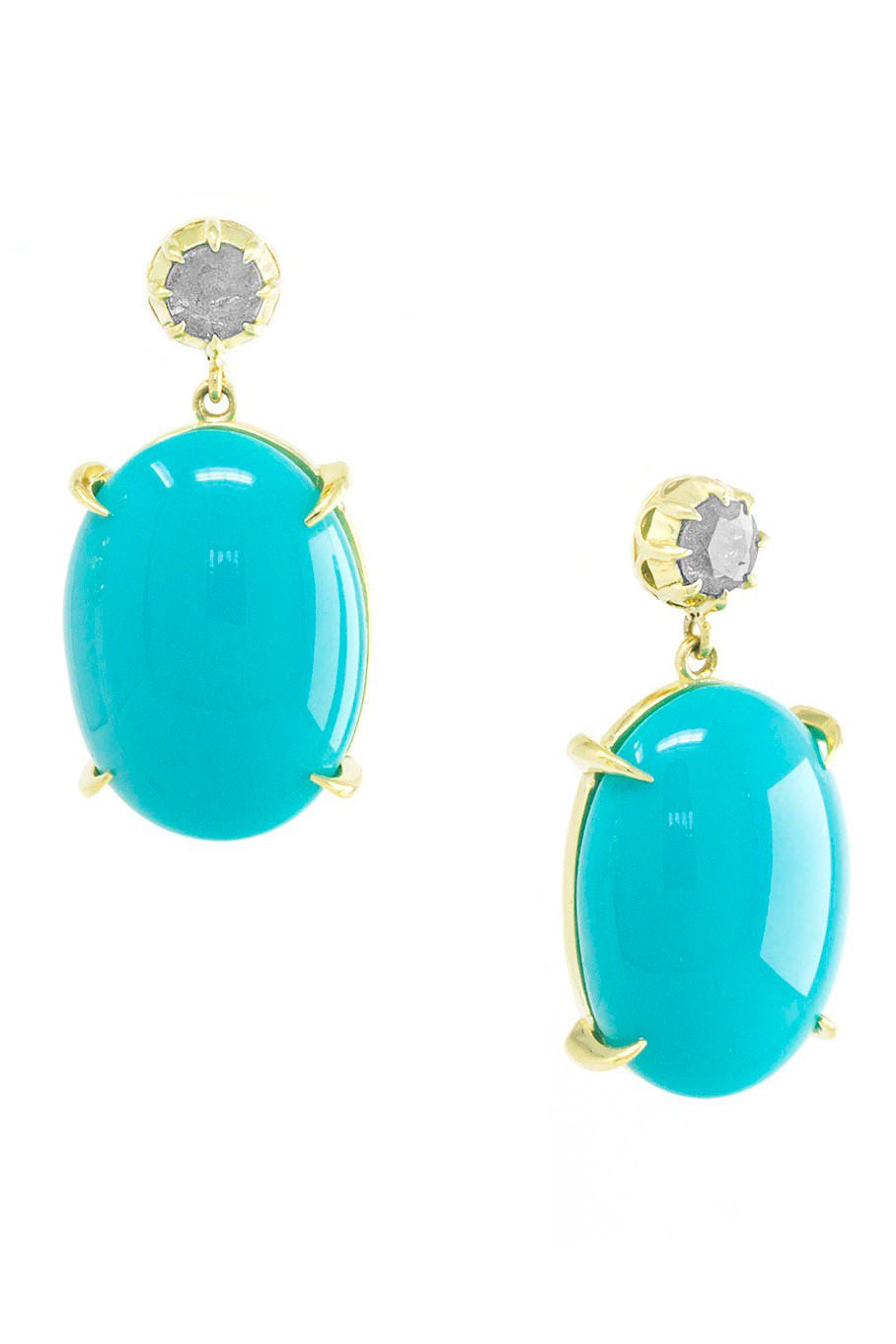 JENNA BLAKE-Turquoise Drop Earrings-YELLOW GOLD