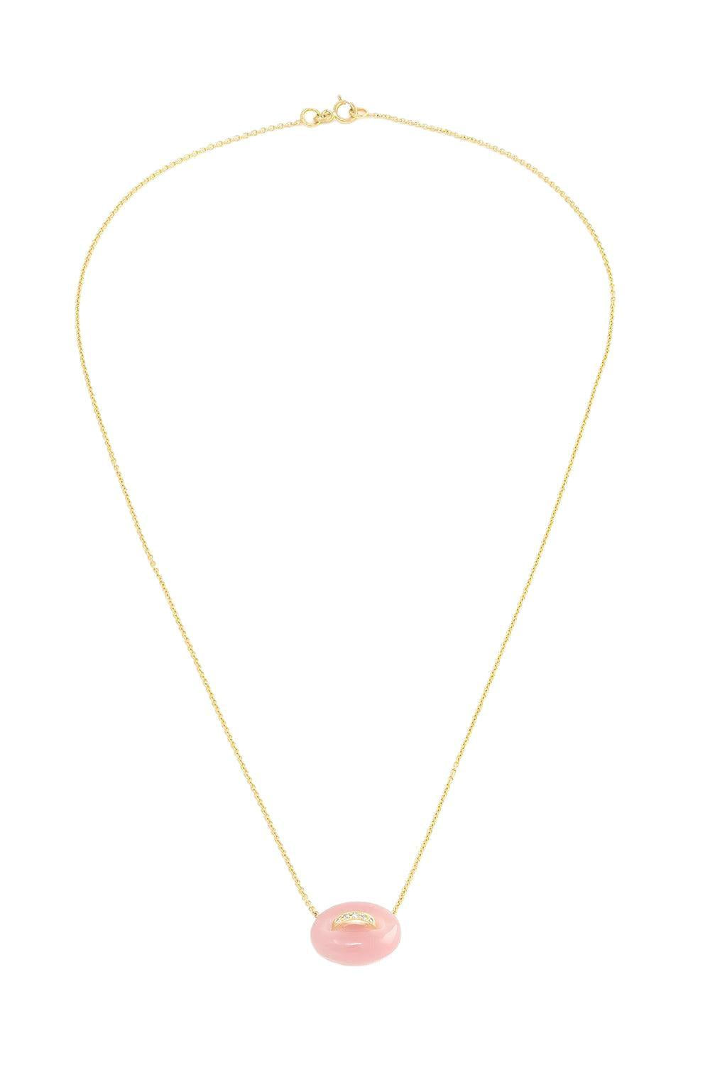 Rose Quartz Mini Mariner Necklace-YELLOW GOLD-16-JEWELRYFINE JEWELNECKLACE O-JENNA BLAKE