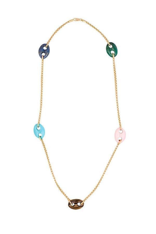 Lapis Turquoise Mini '60s Chain Necklace-YELLOW GOLD-JEWELRYFINE JEWELNECKLACE O-JENNA BLAKE
