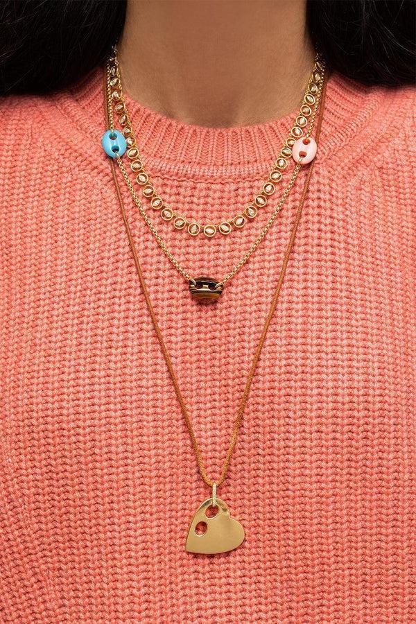 Lapis Turquoise Mini '60s Chain Necklace-YELLOW GOLD-JEWELRYFINE JEWELNECKLACE O-JENNA BLAKE