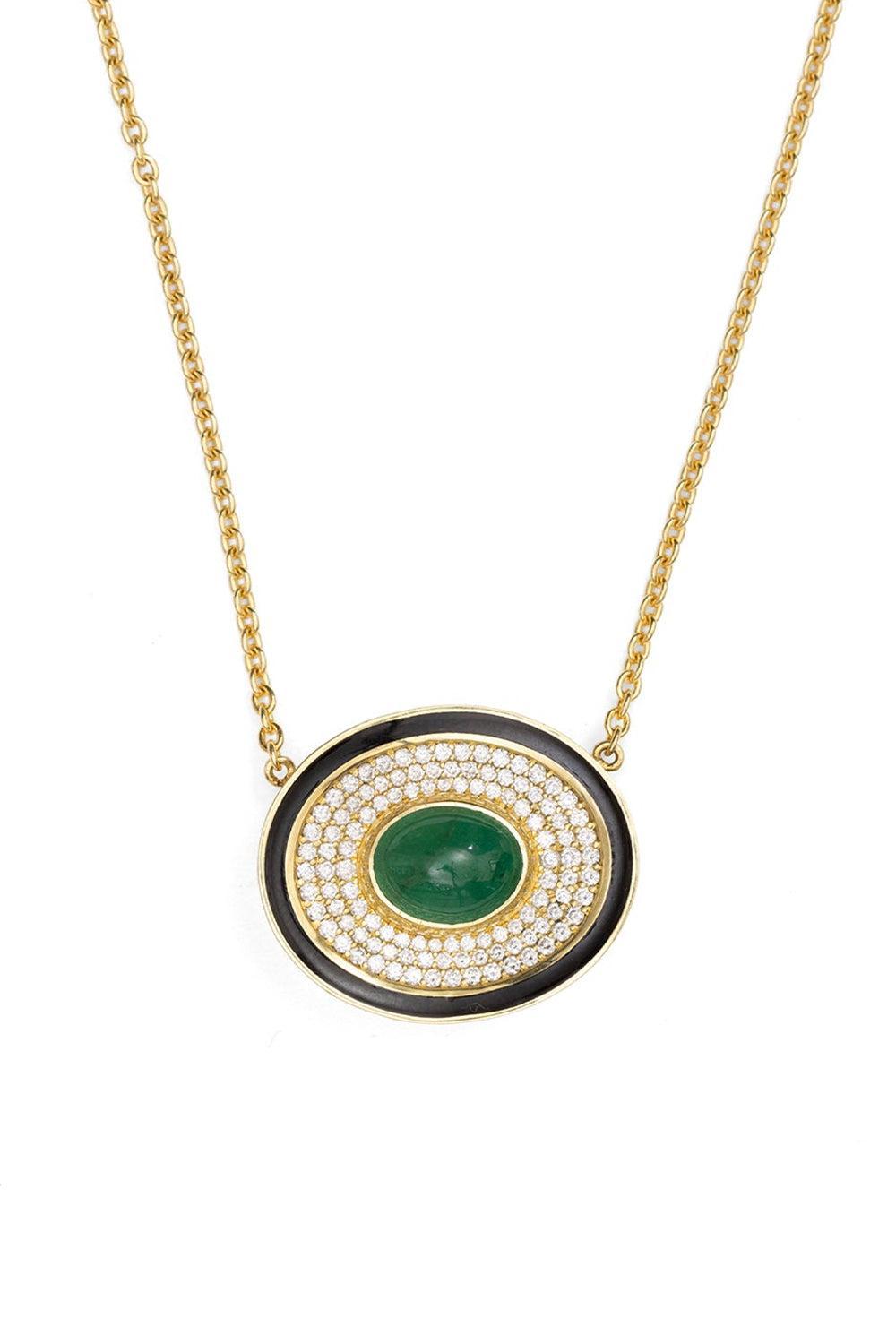 Diamond Emerald Eyecon Necklace-YELLOW GOLD-16-JEWELRYFINE JEWELNECKLACE O-JENNA BLAKE