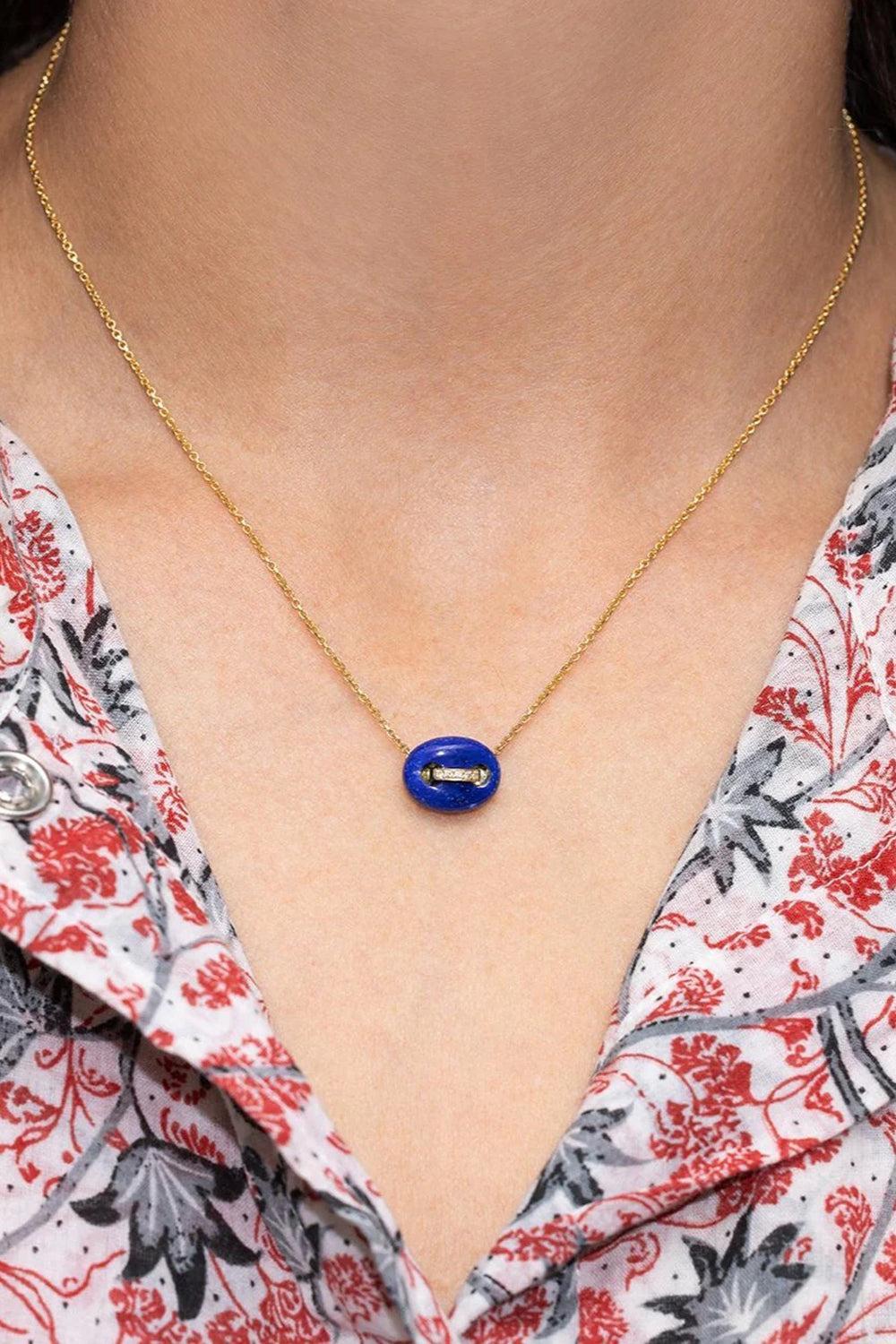 Malachite Mini Mariner Necklace-YELLOW GOLD-16-JEWELRYFINE JEWELNECKLACE O-JENNA BLAKE