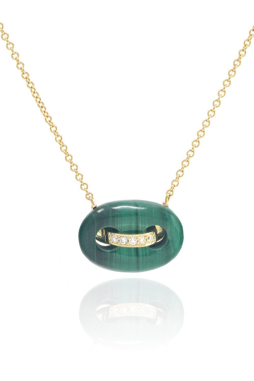 Malachite Mini Mariner Necklace-YELLOW GOLD-16-JEWELRYFINE JEWELNECKLACE O-JENNA BLAKE