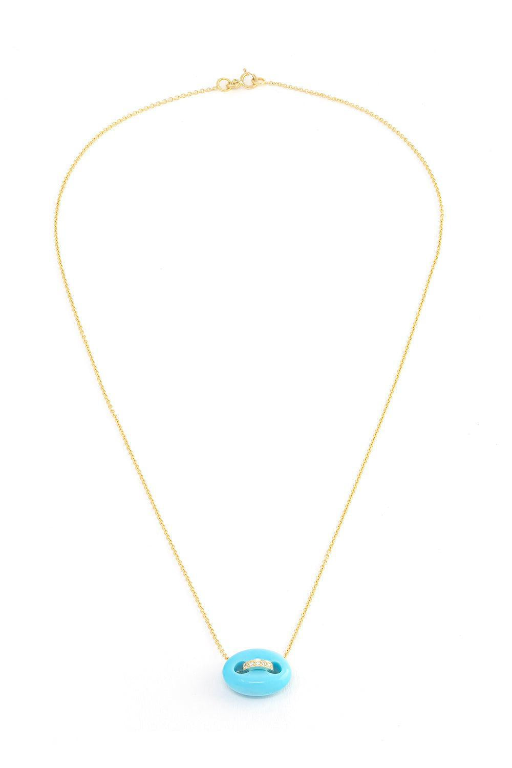 Turquoise Mini Mariner Link Pendant Necklace-YELLOW GOLD-16-JEWELRYFINE JEWELNECKLACE O-JENNA BLAKE