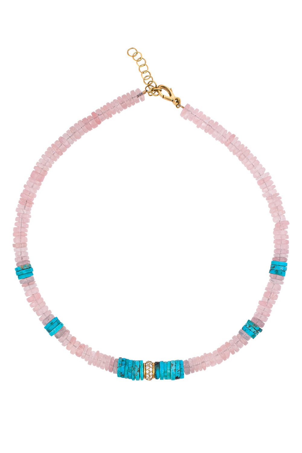 JENNA BLAKE-Turquoise Quartz Beaded Necklace-YELLOW GOLD