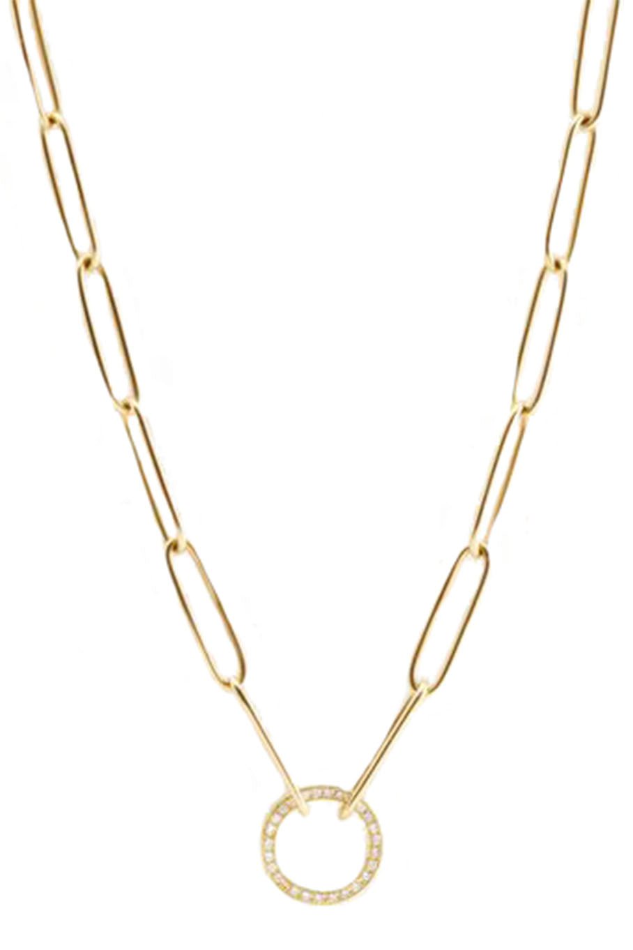 JENNA BLAKE-Diamond Clasp Charm Chain Necklace-YELLOW GOLD