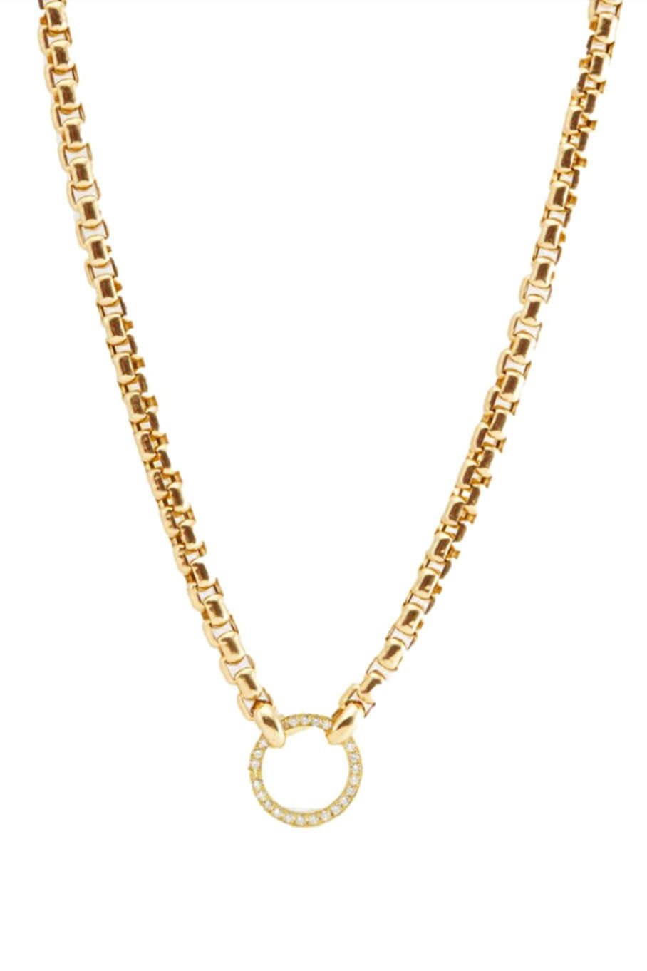 JENNA BLAKE-Diamond Clasp Box Chain Necklace-YELLOW GOLD