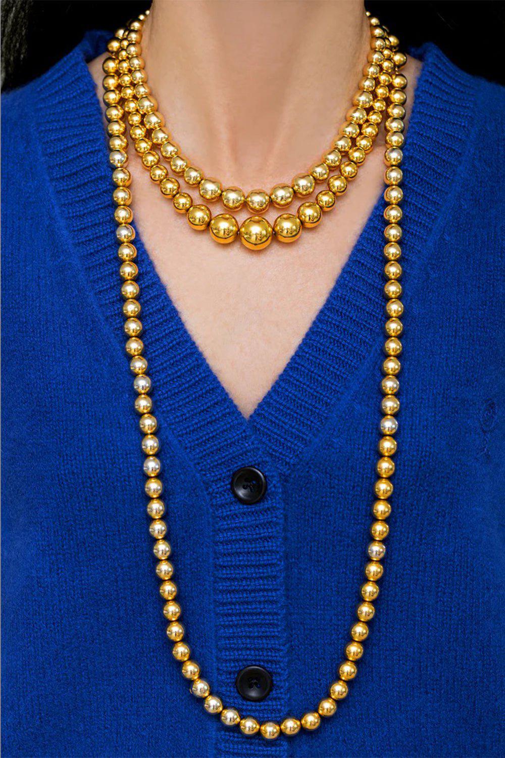 JENNA BLAKE-Long Beaded Necklace-YELLOW GOLD