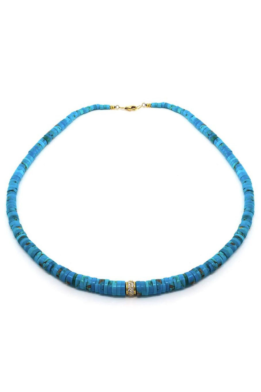 JENNA BLAKE-Beaded Necklace - Turquoise-YELLOW GOLD