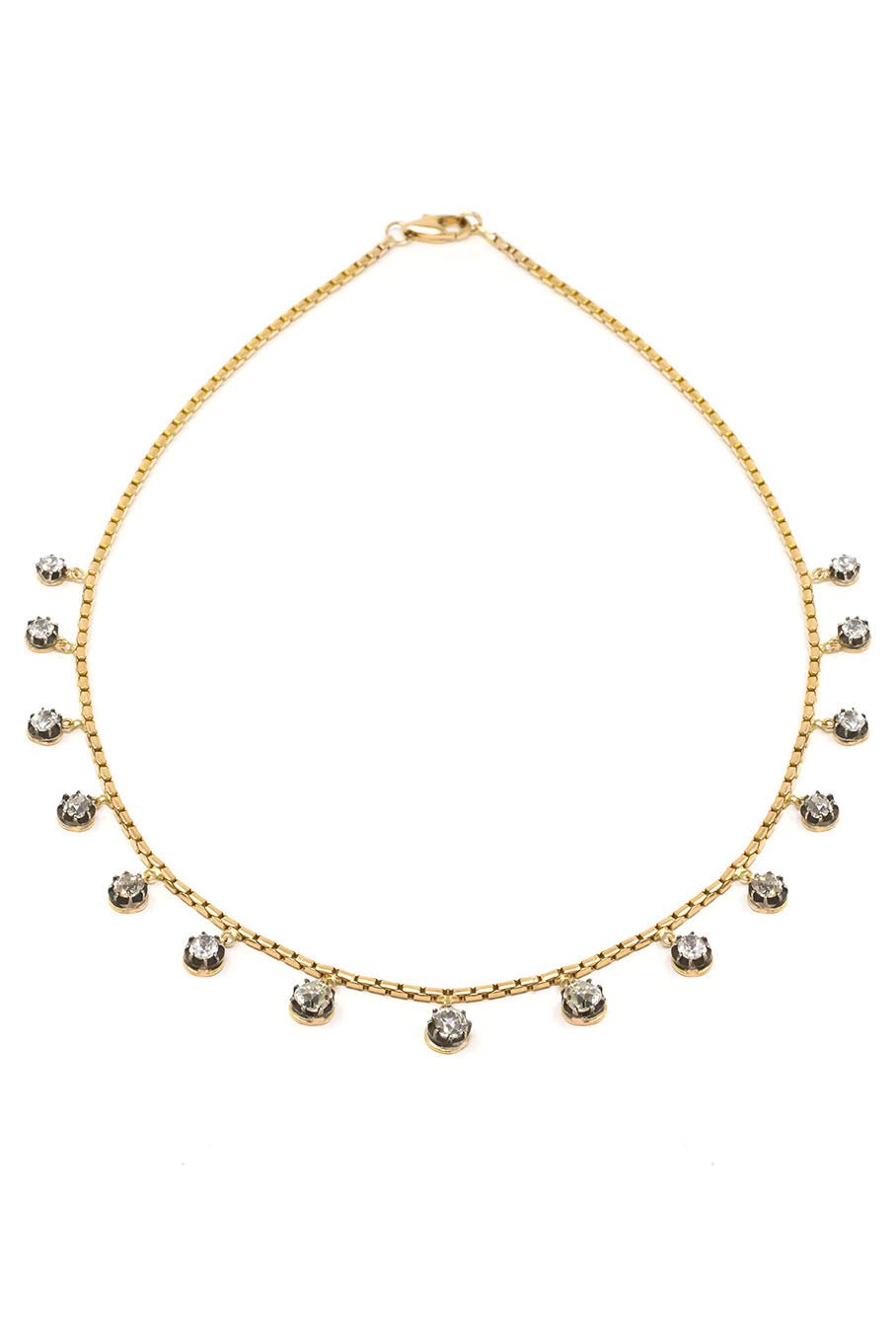 JENNA BLAKE-Blackened Diamond Fringe Necklace-YELLOW GOLD