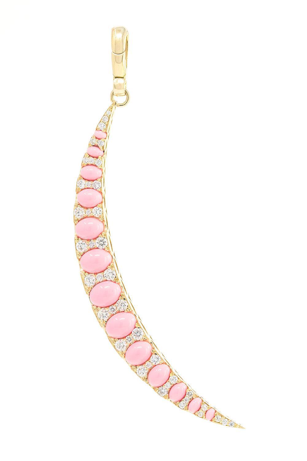 Coral Diamond Large Crescent Charm-YELLOW GOLD-JEWELRYFINE JEWELPENDANT-JENNA BLAKE