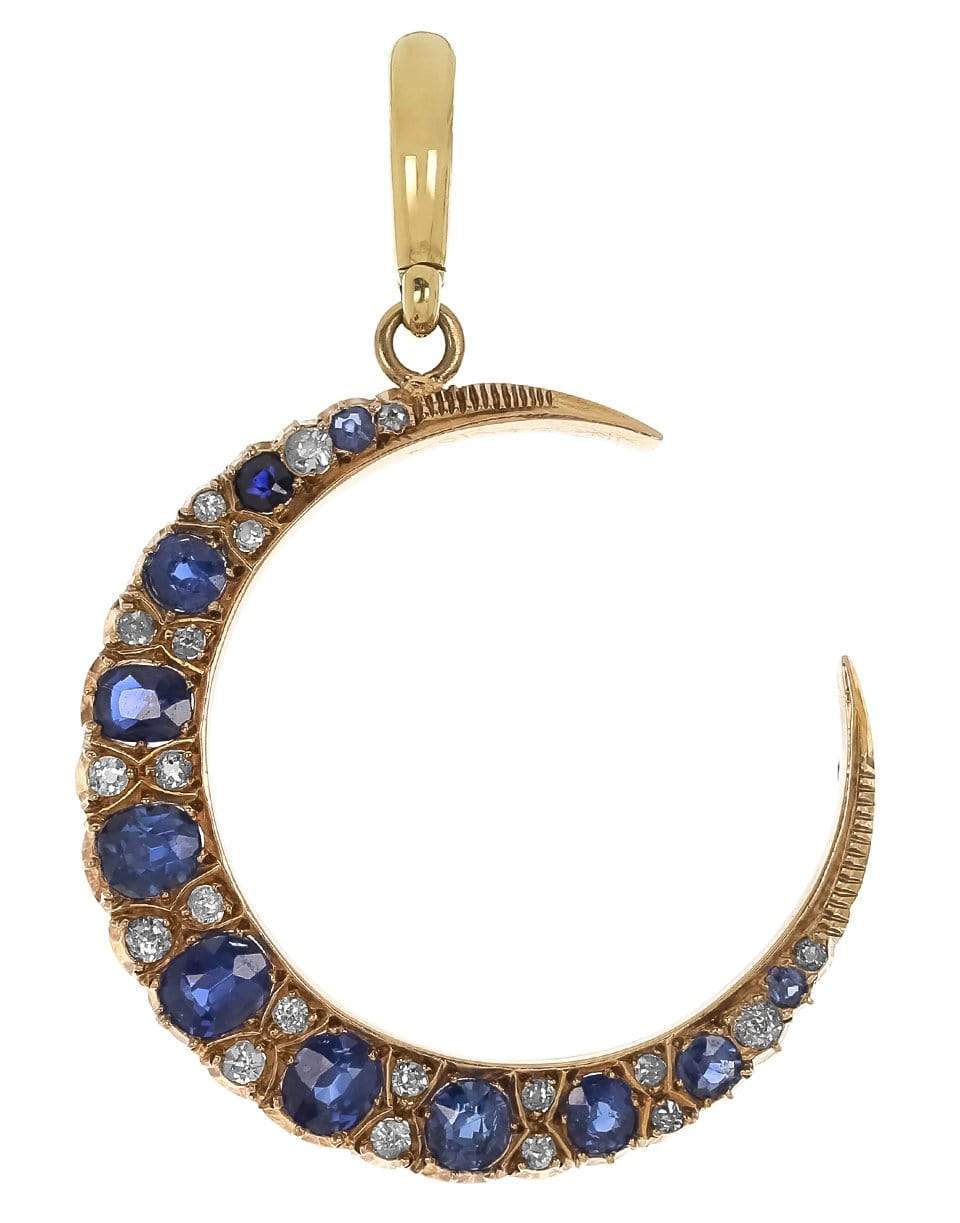 JENNA BLAKE-Diamond and Sapphire Crescent Pendant-YELLOW GOLD