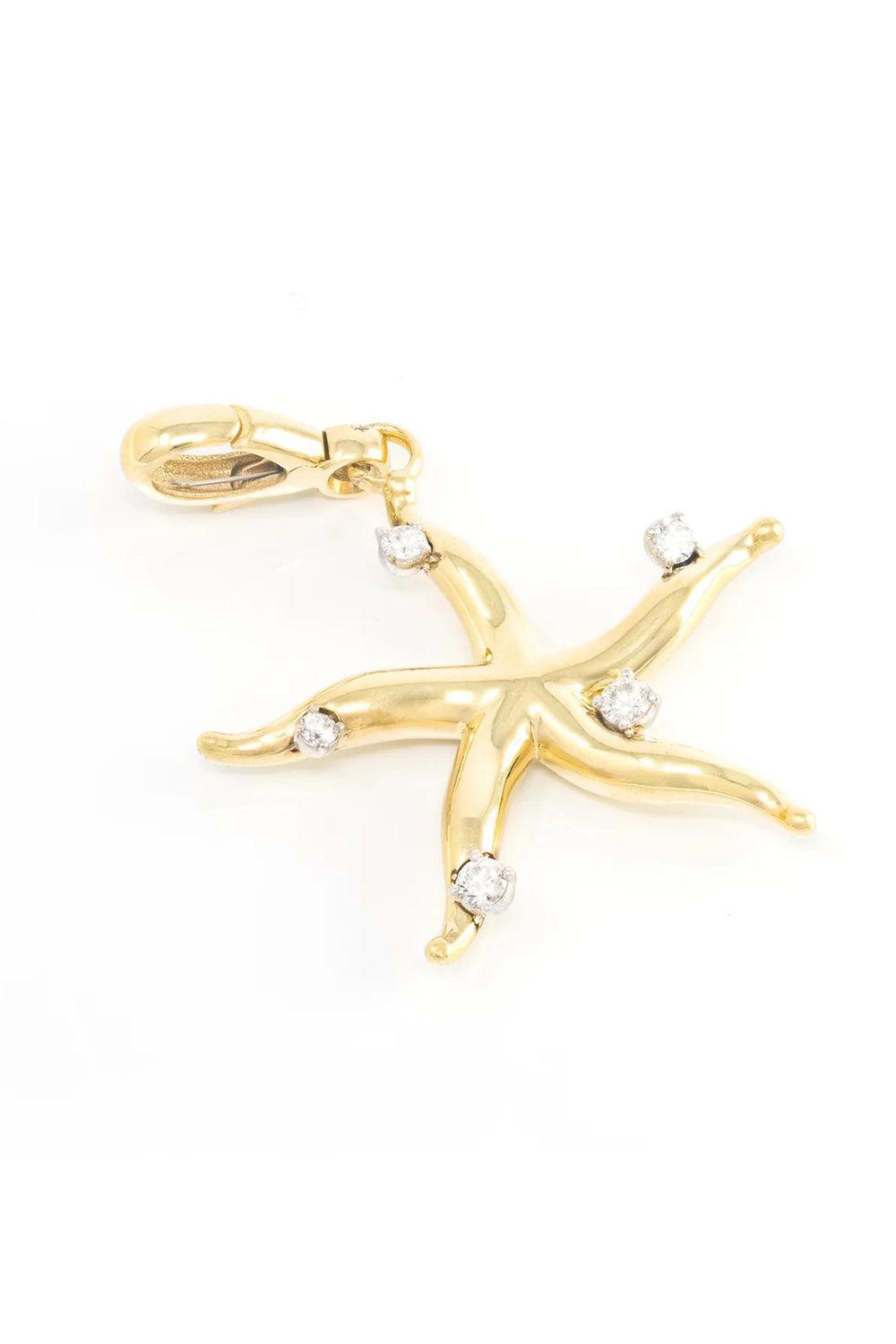 Diamond Mini Starfish Charm-YELLOW GOLD-JEWELRYFINE JEWELPENDANT-JENNA BLAKE