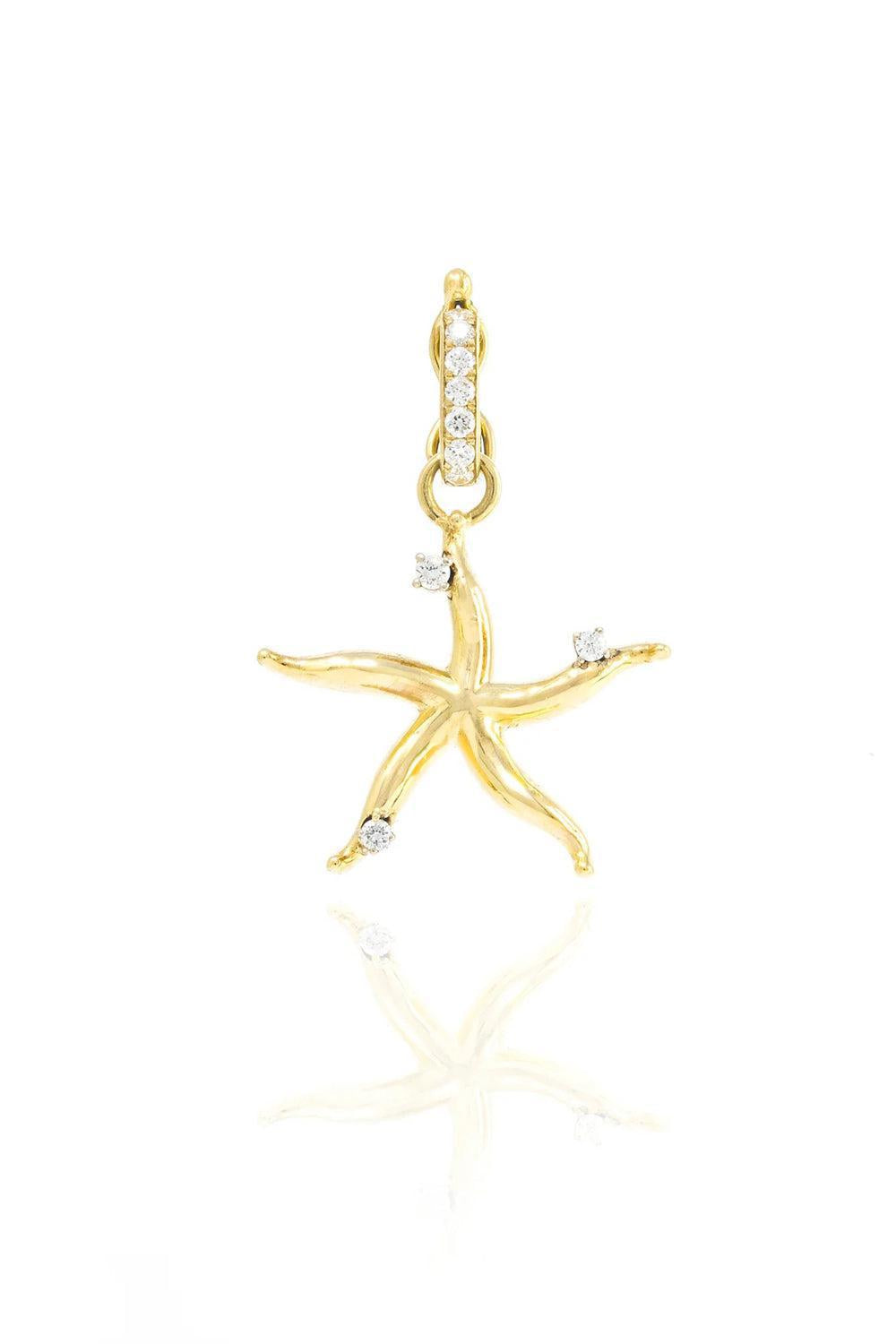 Diamond Mini Starfish Charm-YELLOW GOLD-JEWELRYFINE JEWELPENDANT-JENNA BLAKE