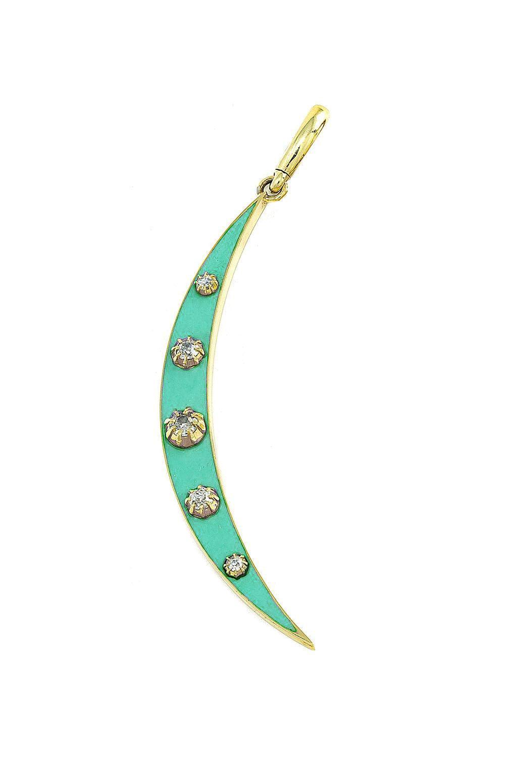 Green Diamond Crescent Charm-YELLOW GOLD-GREEN-JEWELRYFINE JEWELPENDANT-JENNA BLAKE