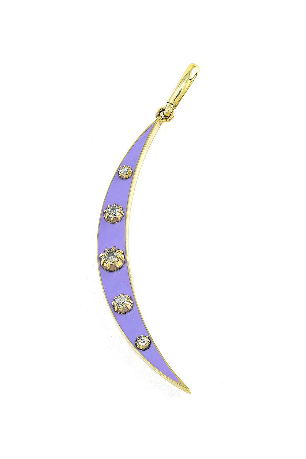 JENNA BLAKE-Enamel Diamond Crescent Charm Pendant-YELLOW GOLD