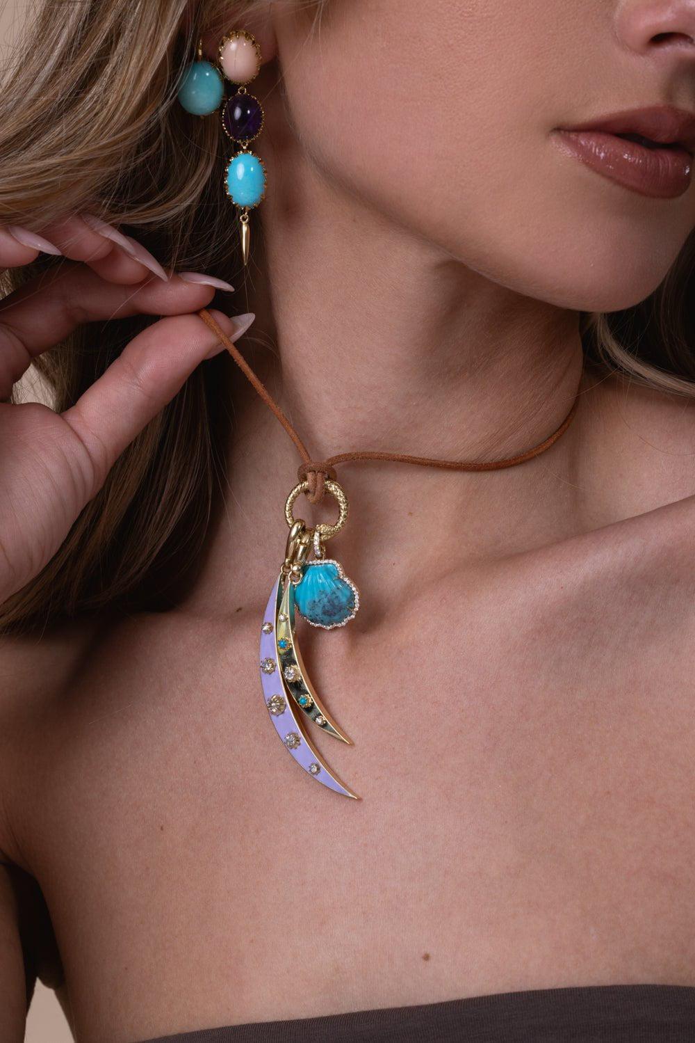 Lavender Diamond Crescent Charm-YELLOW GOLD-LAVENDER-JEWELRYFINE JEWELPENDANT-JENNA BLAKE