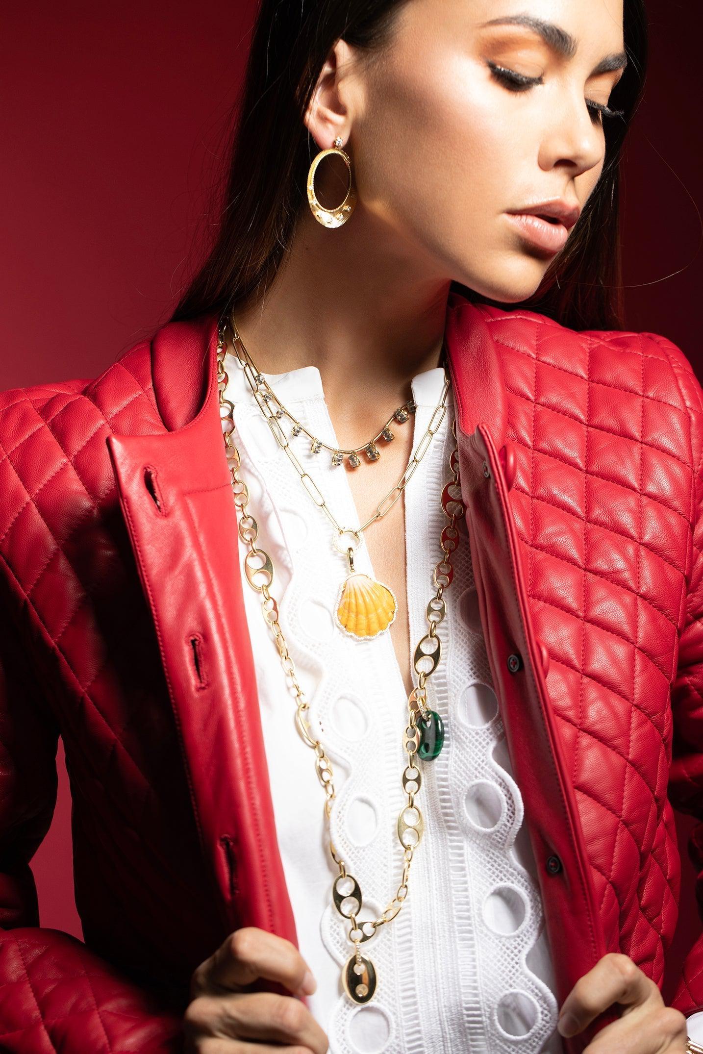 JENNA BLAKE-Mariner Charm - Malachite-YELLOW GOLD