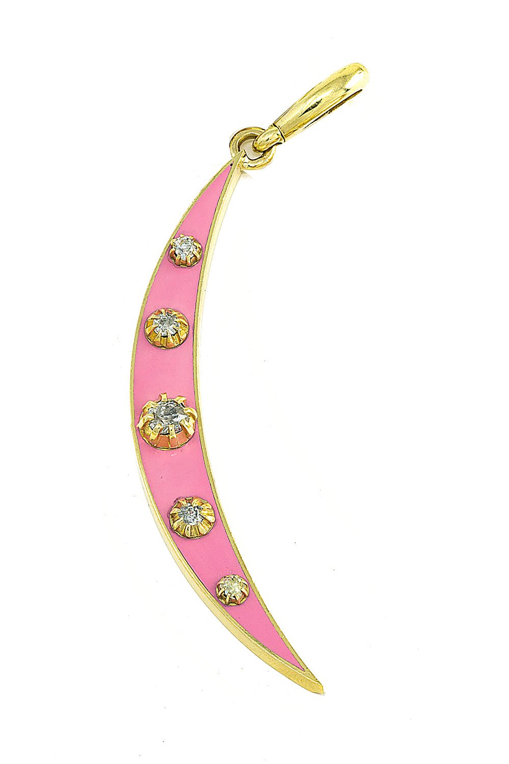 Pink Diamond Crescent Charm-YELLOW GOLD-PINK-JEWELRYFINE JEWELPENDANT-JENNA BLAKE
