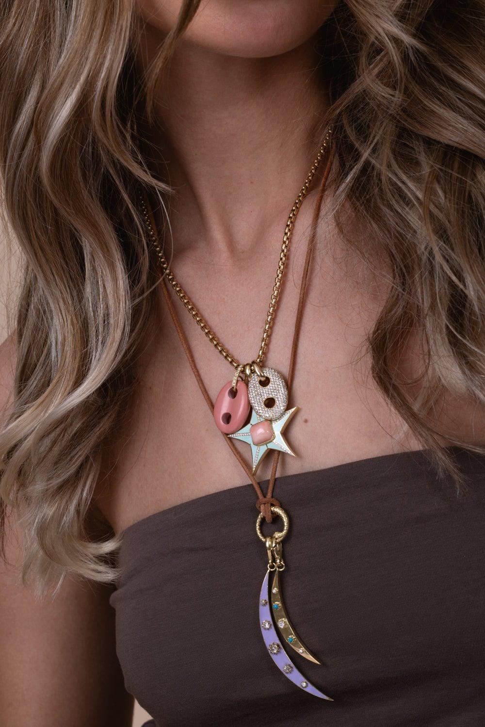 JENNA BLAKE-Stone Mariner Link Charm Pendant-