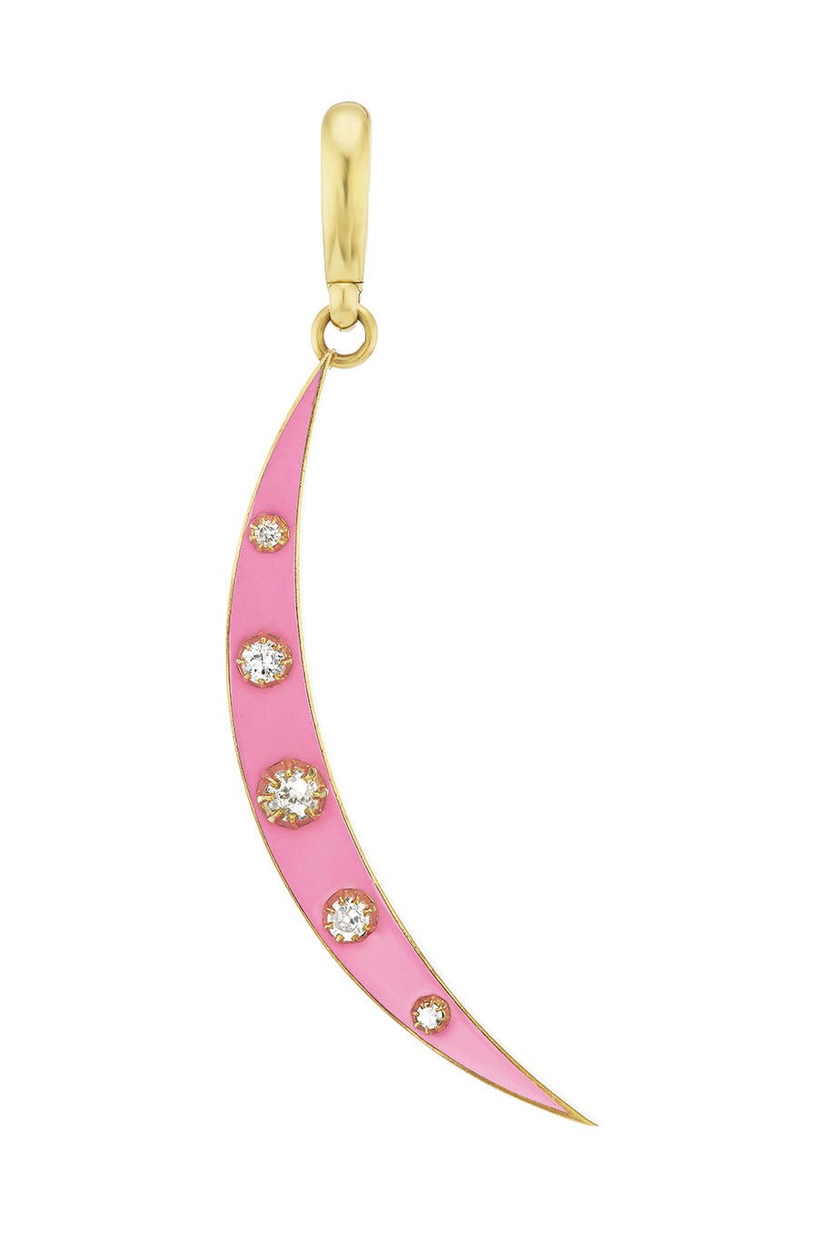JENNA BLAKE-Small Pink Enamel Crescent Charm-YELLOW GOLD
