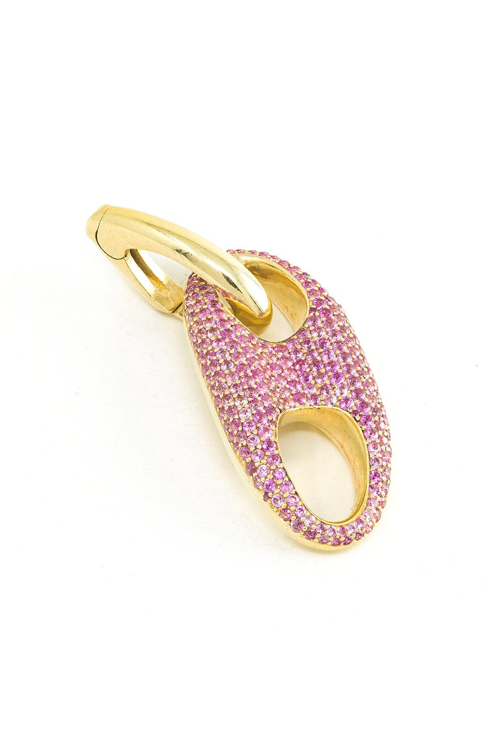 JENNA BLAKE-Small Pink Sapphire Nautical Link Charm-YELLOW GOLD
