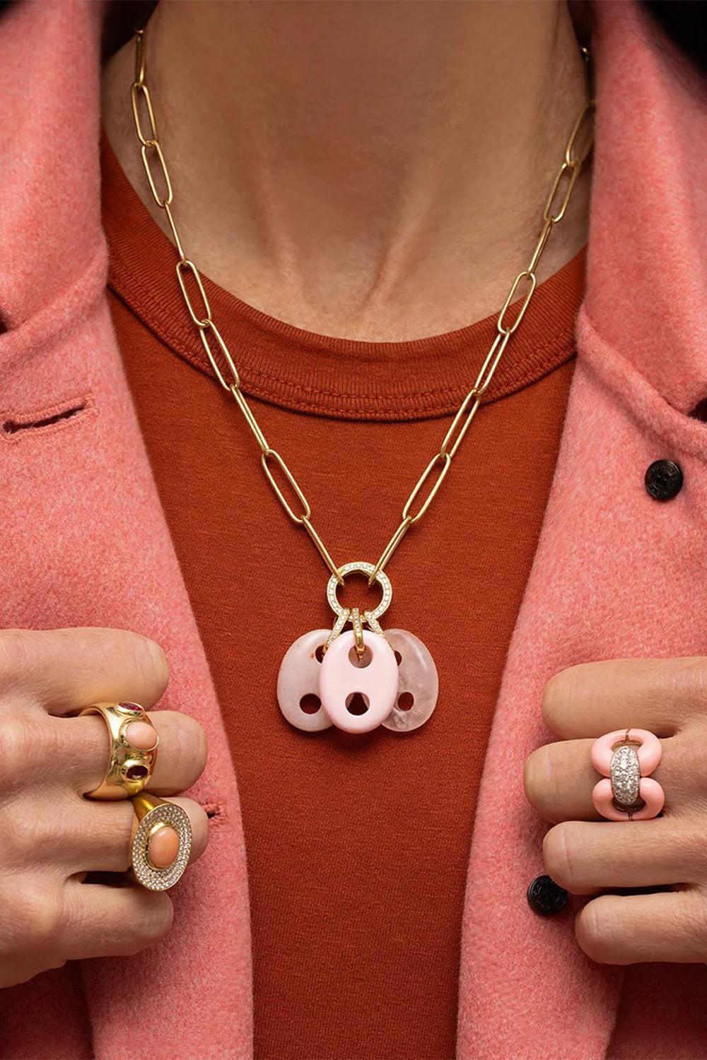 Strawberry Quartz Mariner Charm-YELLOW GOLD-JEWELRYFINE JEWELPENDANT-JENNA BLAKE