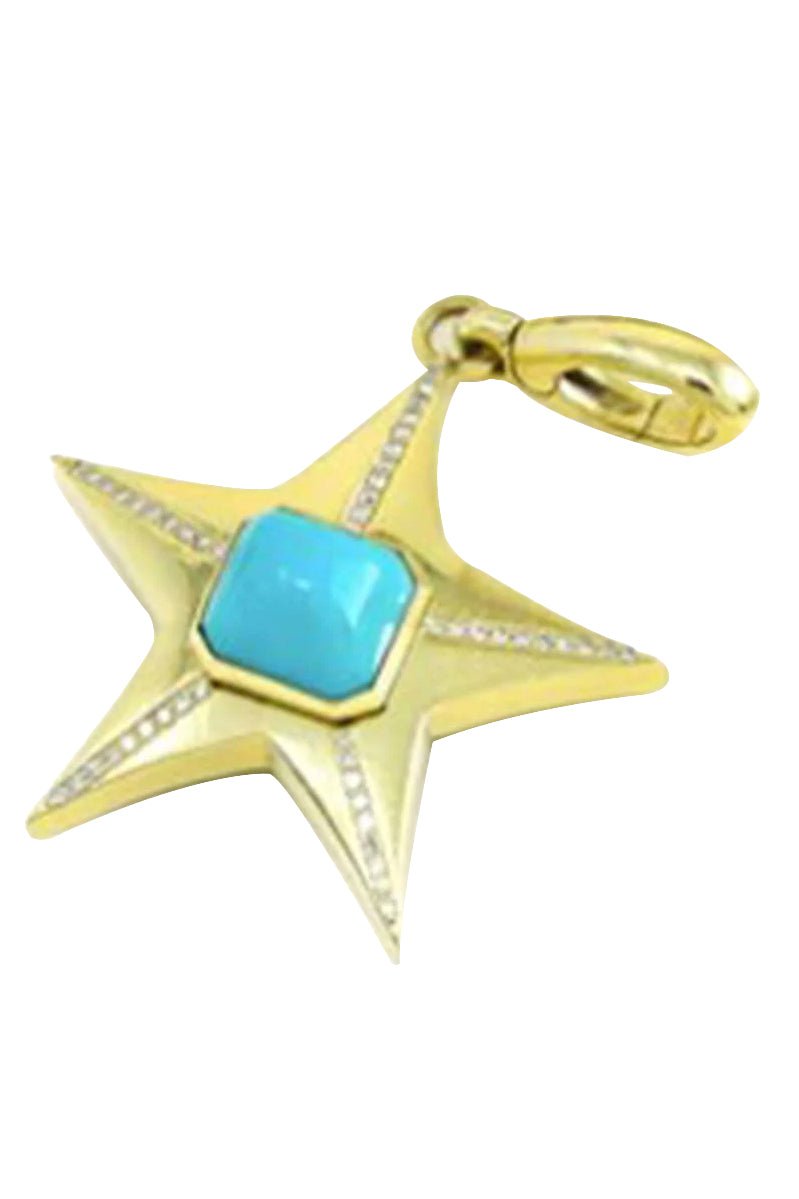 JENNA BLAKE-Turquoise Diamond Star Charm-YELLOW GOLD