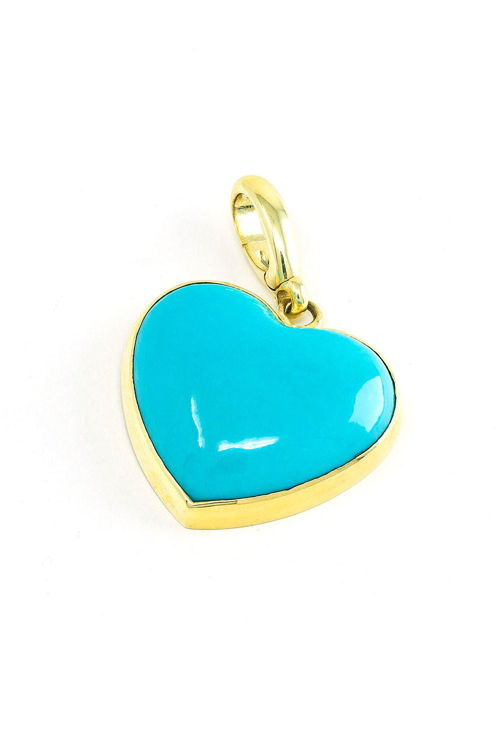 JENNA BLAKE-Turquoise Heart Charm-YELLOW GOLD