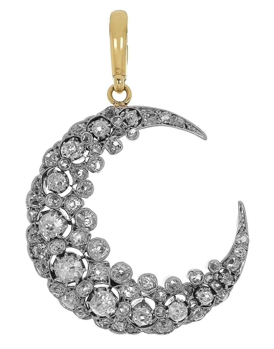 JENNA BLAKE-Vintage Diamond Crescent Pendant-YELLOW GOLD
