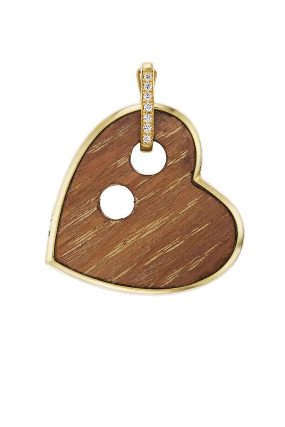 JENNA BLAKE-Wooden Heart Charm-YELLOW GOLD