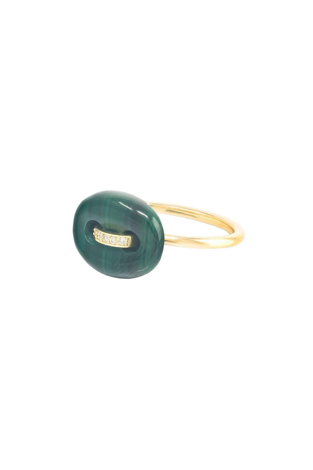 Malachite Mini Mariner Ring-YELLOW GOLD-7-JEWELRYFINE JEWELRING-JENNA BLAKE