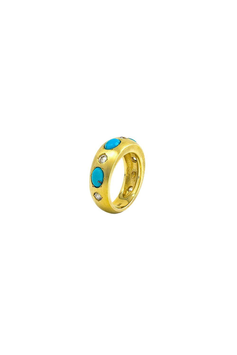 Turquoise Half Gypsy Ring-YELLOW GOLD-6.75-JEWELRYFINE JEWELRING-JENNA BLAKE