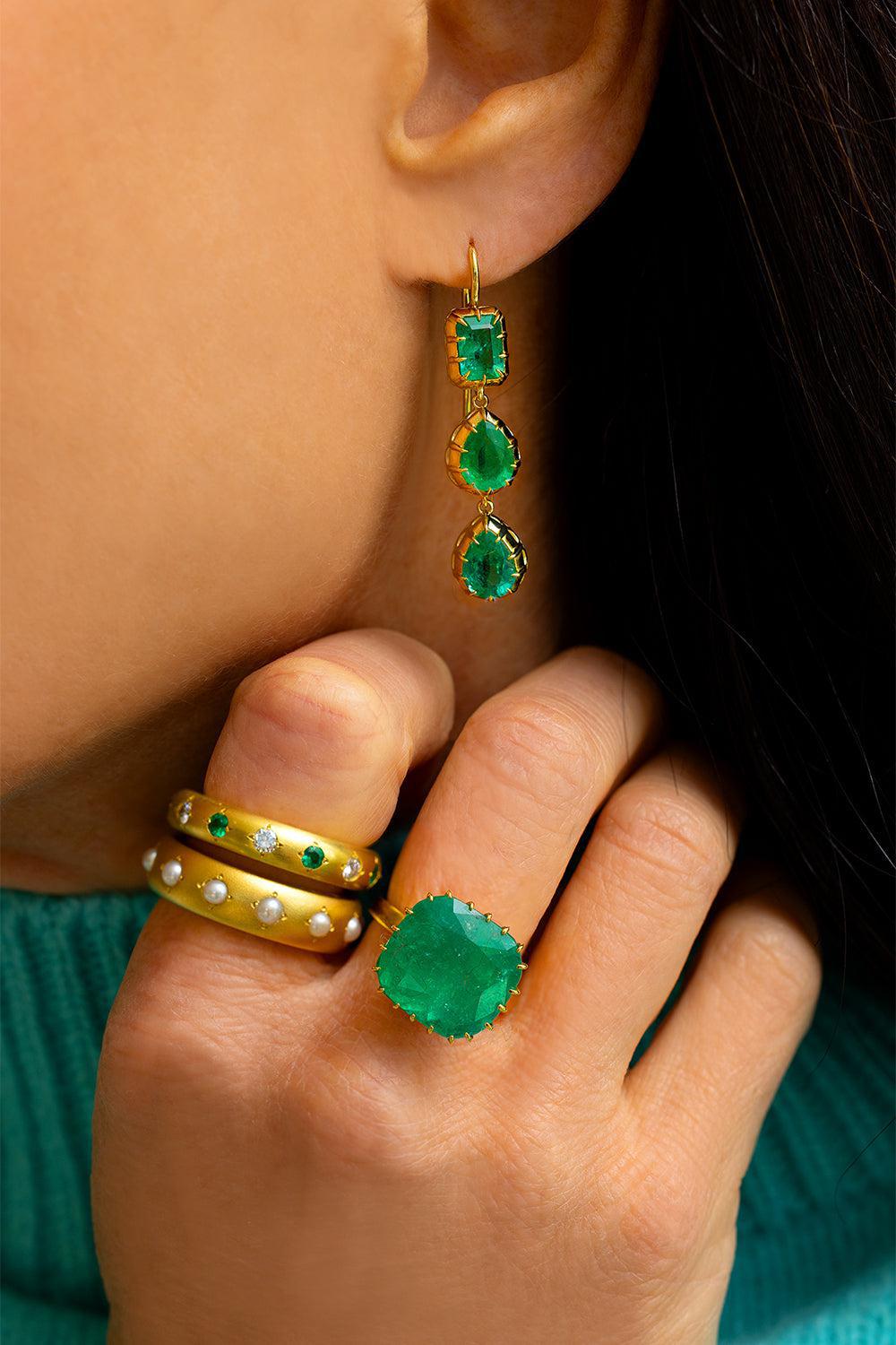 Emerald Diamond Thin Gypsy Band-YELLOW GOLD-5.75-JEWELRYFINE JEWELRING-JENNA BLAKE