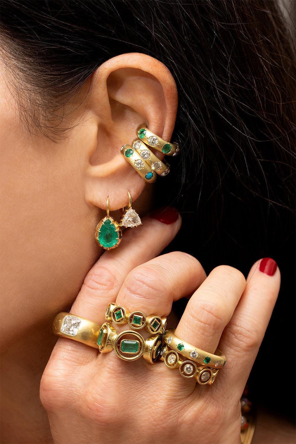 Emerald Diamond Thin Gypsy Band-YELLOW GOLD-5.75-JEWELRYFINE JEWELRING-JENNA BLAKE