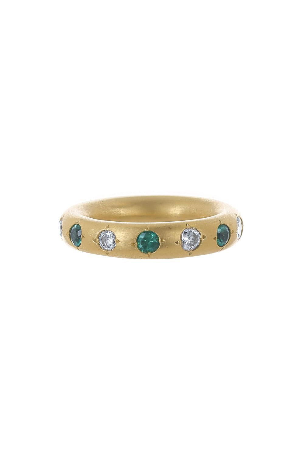 Emerald Diamond Thin Gypsy Band-YELLOW GOLD-5.75-JEWELRYFINE JEWELRING-JENNA BLAKE