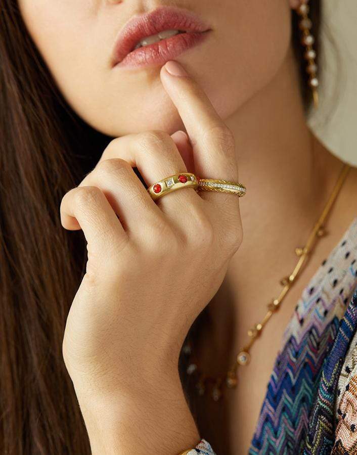 JENNA BLAKE-Diamond Snake Band-YELLOW GOLD