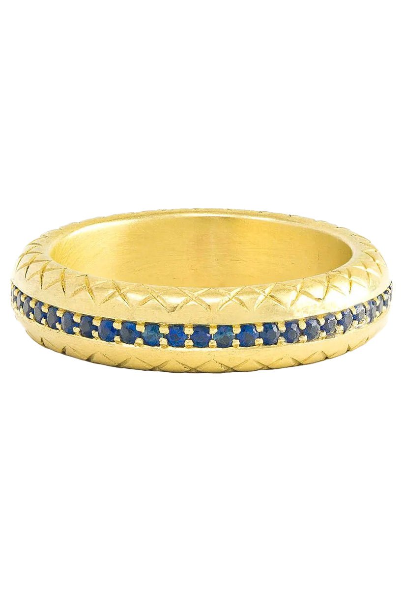 JENNA BLAKE-Snake Band Ring - Blue Sapphire-YELLOW GOLD